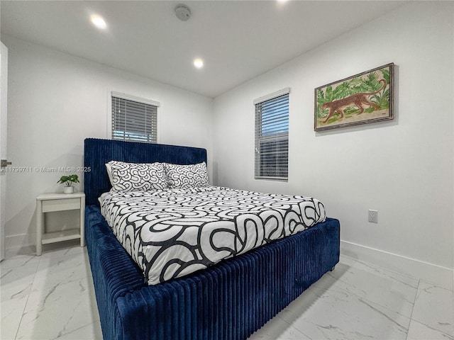2966 NW 26th St, Miami, FL 33142 - bedroom with marble look tiles, baseboards, and recessed lighting