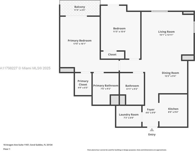 10 Aragon Ave Unit 1107, Coral Gables, FL 33134 - floor plan / room layout