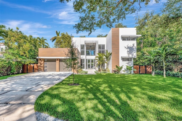 11143 NE 8th Ave, Biscayne Park, FL 33161 - modern home with an attached garage, concrete driveway, and stucco siding