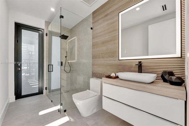 11143 NE 8th Ave, Biscayne Park, FL 33161 - full bath featuring a shower stall, toilet, vanity, and recessed lighting