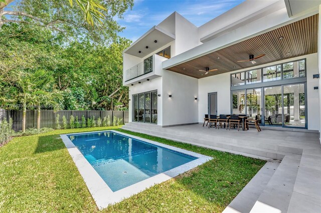 11143 NE 8th Ave, Biscayne Park, FL 33161 - view of pool with a ceiling fan and a patio area