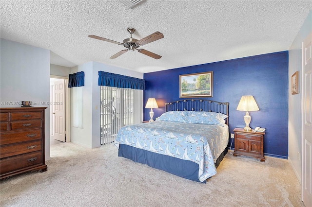 15827 Waverly Mnr, Davie, FL 33331 - carpeted bedroom featuring a textured ceiling, ceiling fan, baseboards, and access to outside