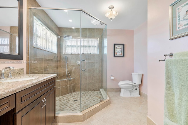 15827 Waverly Mnr, Davie, FL 33331 - full bath with toilet, vanity, tile patterned floors, a shower stall, and baseboards