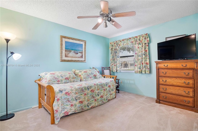 15827 Waverly Mnr, Davie, FL 33331 - bedroom with carpet flooring, a textured ceiling, baseboards, and ceiling fan