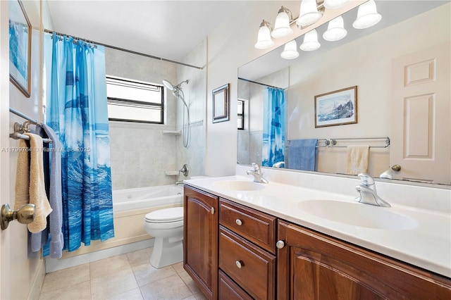 15827 Waverly Mnr, Davie, FL 33331 - full bathroom featuring shower / tub combo, toilet, tile patterned flooring, and double vanity