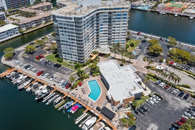 100 Golden Isles Dr Unit 1105, Hallandale Beach, FL 33009 - aerial view of a large body of water, apartment complex, and a pool