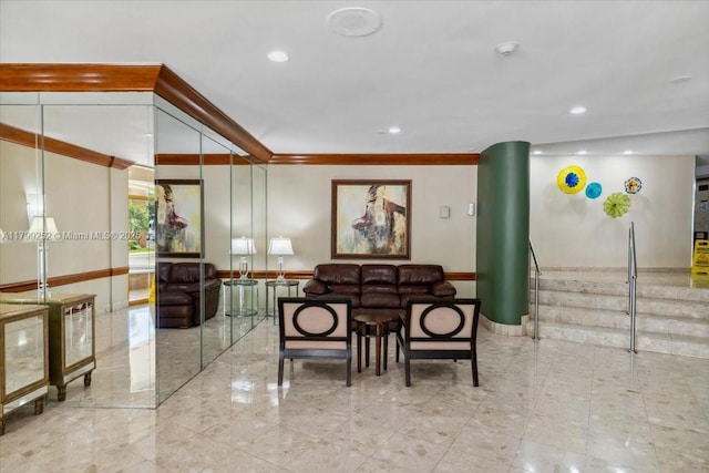 100 Golden Isles Dr Unit 1105, Hallandale Beach, FL 33009 - lobby featuring crown molding and recessed lighting