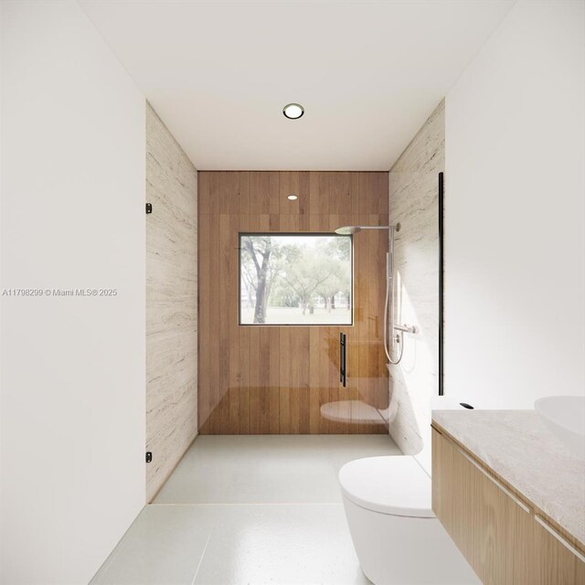 421 SW 11th Ave, Hallandale Beach, FL 33009 - full bathroom with tiled shower, toilet, and vanity