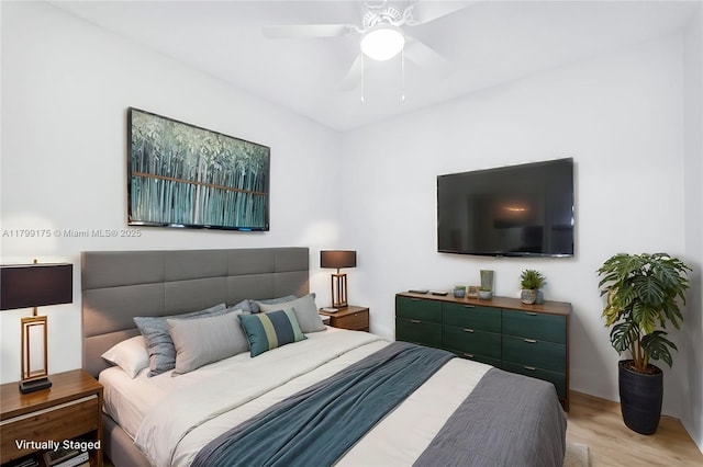 16818 SW 1st Mnr, Pembroke Pines, FL 33027 - bedroom featuring light wood-style floors and a ceiling fan