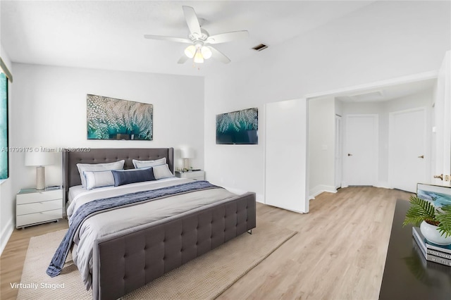16818 SW 1st Mnr, Pembroke Pines, FL 33027 - bedroom featuring light wood-style floors, baseboards, and a ceiling fan
