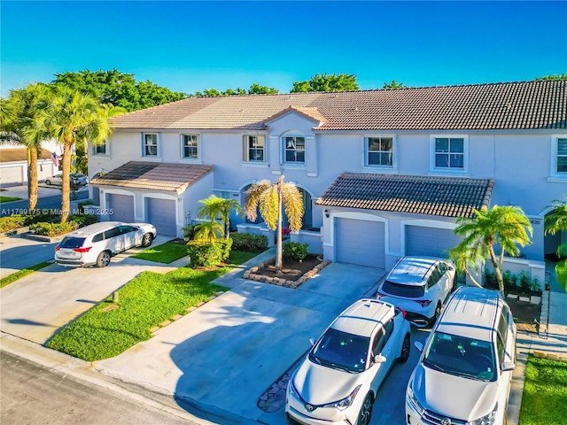16818 SW 1st Mnr, Pembroke Pines, FL 33027 - mediterranean / spanish-style home with a tile roof, a garage, driveway, and stucco siding