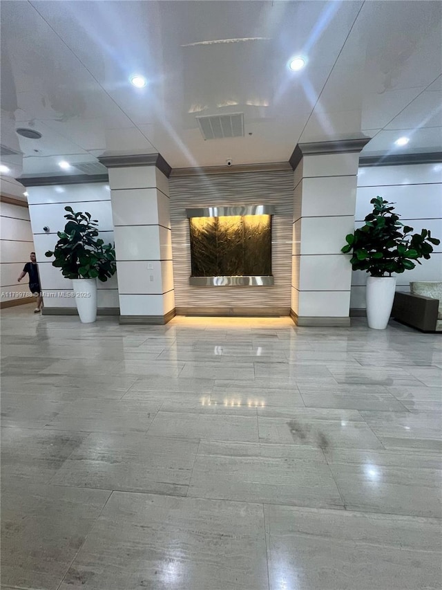 lobby with recessed lighting