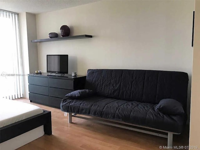 living area with light wood-style floors