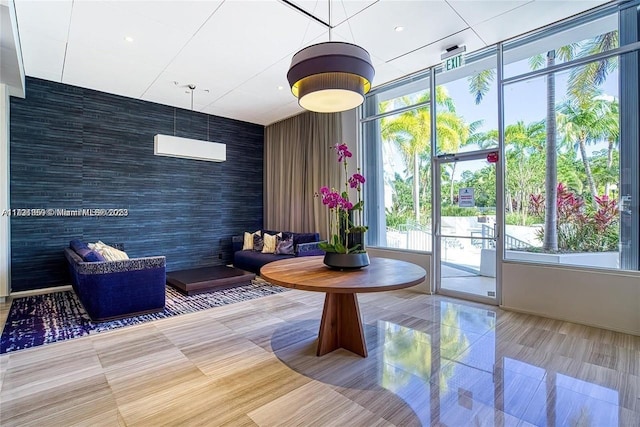common area with floor to ceiling windows