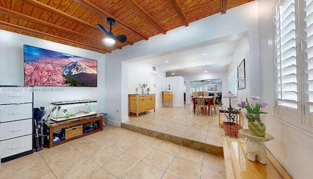 5010 SW 111th Ave, Miami, FL 33165 - living area with wooden ceiling, baseboards, and light tile patterned floors