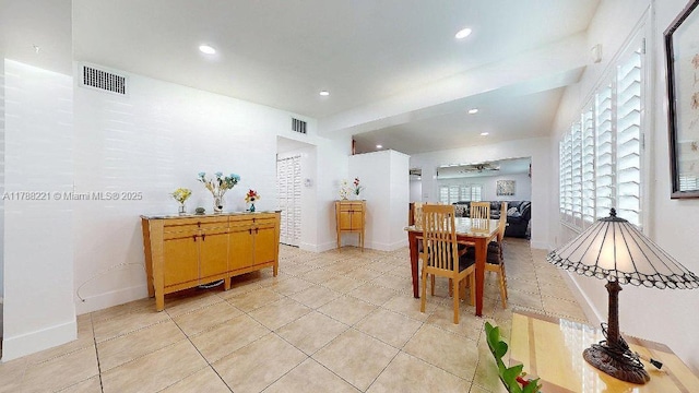 5010 SW 111th Ave, Miami, FL 33165 - dining space featuring recessed lighting, light tile patterned floors, baseboards, and a ceiling fan