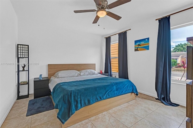 9821 W Fern Ln, Miramar, FL 33025 - bedroom featuring light tile patterned flooring, baseboards, and ceiling fan