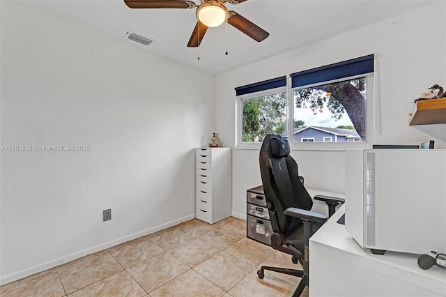 9821 W Fern Ln, Miramar, FL 33025 - office space featuring a ceiling fan, baseboards, and light tile patterned floors