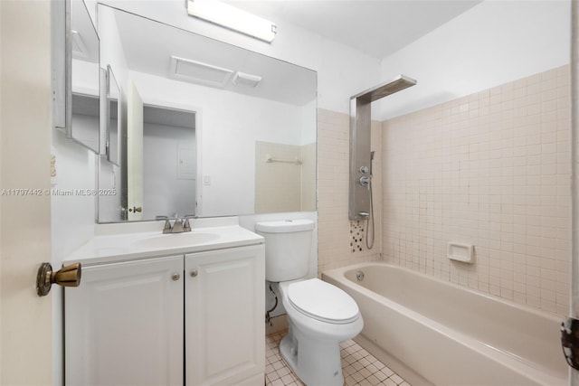 933 NE 199th St Unit 207, Miami, FL 33179 - full bathroom featuring toilet, vanity, washtub / shower combination, and tile patterned floors