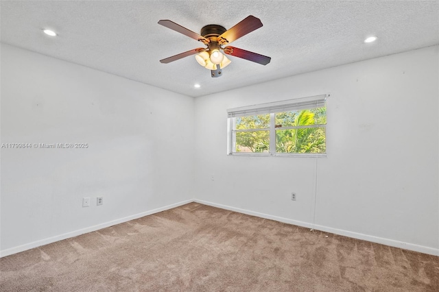 450 SE 7th St Unit 230, Dania Beach, FL 33004 - carpeted empty room featuring recessed lighting, baseboards, a ceiling fan, and a textured ceiling