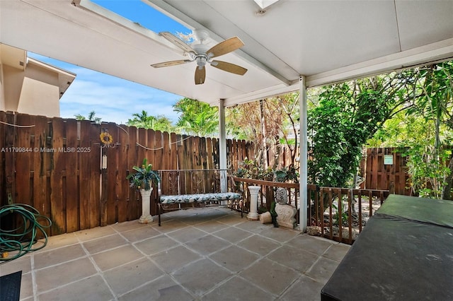 450 SE 7th St Unit 230, Dania Beach, FL 33004 - view of patio featuring ceiling fan and fence