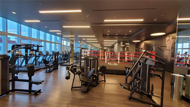 851 NE 1st Ave Unit 2208, Miami, FL 33132 - exercise room featuring floor to ceiling windows