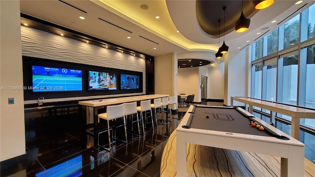851 NE 1st Ave Unit 2208, Miami, FL 33132 - rec room featuring pool table, recessed lighting, and a sink