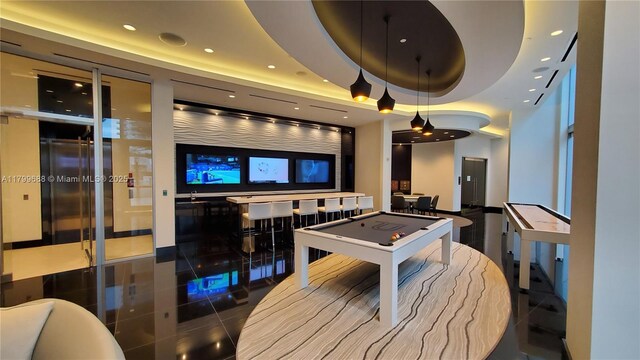 851 NE 1st Ave Unit 2208, Miami, FL 33132 - playroom featuring recessed lighting, tile patterned floors, and billiards table