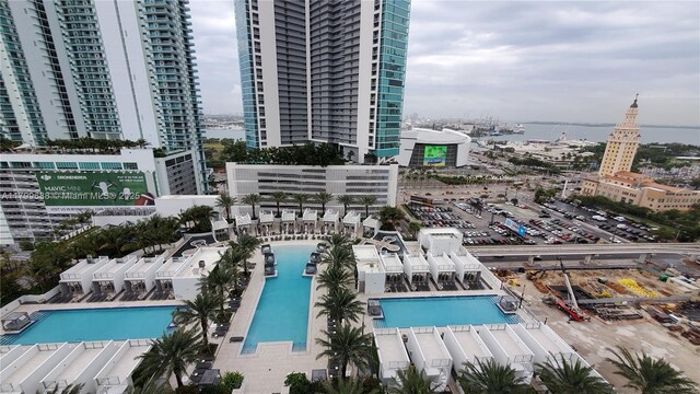851 NE 1st Ave Unit 2208, Miami, FL 33132 - community pool with a water view and a city view