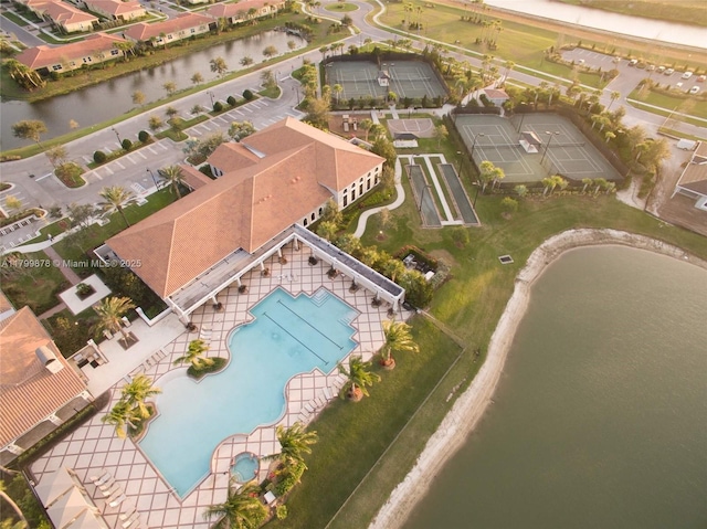20028 SW Caserta Way, Port St Lucie, FL 34986 - aerial view of a pool area and a large body of water