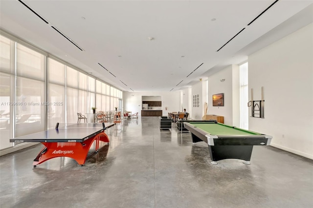 game room featuring concrete flooring and billiards table