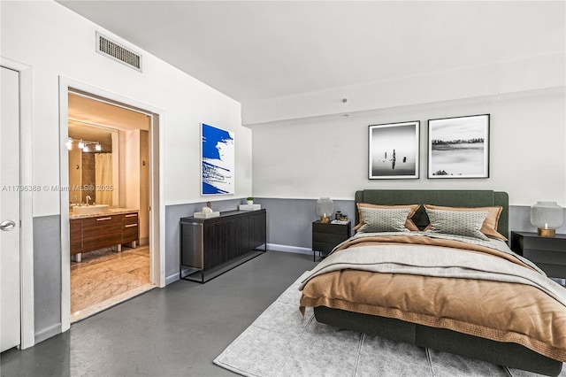 244 Biscayne Blvd Unit 645, Miami, FL 33132 - bedroom featuring concrete flooring and connected bathroom
