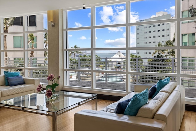 244 Biscayne Blvd Unit 645, Miami, FL 33132 - living room featuring wood finished floors