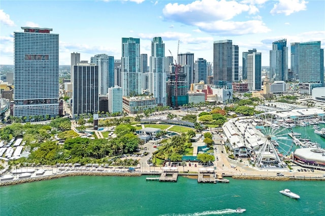 244 Biscayne Blvd Unit 645, Miami, FL 33132 - bird's eye view of a nearby body of water and a view of skyline