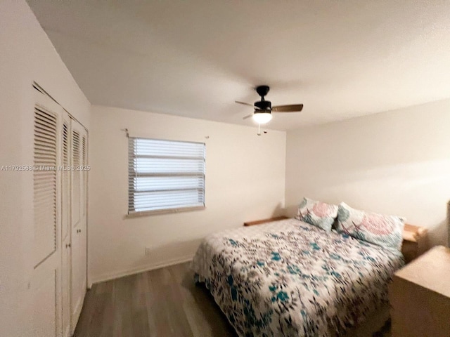 7950 W Mcnab Rd Unit 222, Tamarac, FL 33321 - bedroom featuring wood finished floors, ceiling fan, baseboards, and a closet