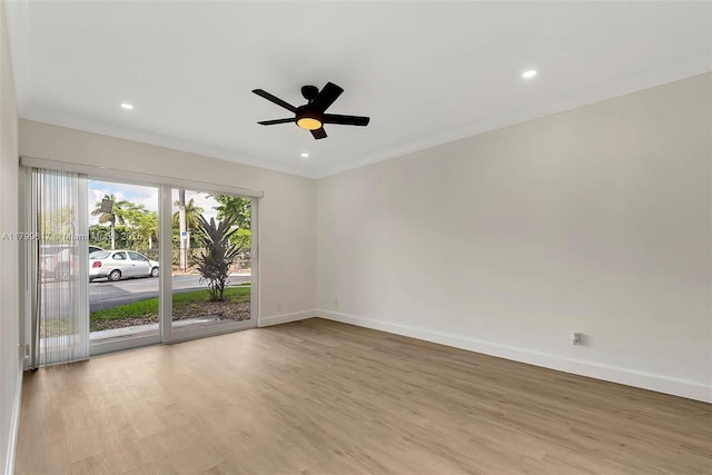 8000 SW 81st Dr Unit 103, Miami, FL 33143 - unfurnished room with baseboards, wood finished floors, ceiling fan, recessed lighting, and ornamental molding