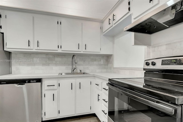 8000 SW 81st Dr Unit 103, Miami, FL 33143 - kitchen featuring stainless steel dishwasher, electric range, under cabinet range hood, a sink, and light countertops