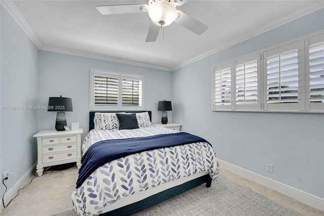121 Tacoma Ln, Palm Beach Shores, FL 33404 - bedroom with crown molding, baseboards, and ceiling fan