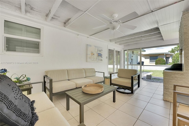 121 Tacoma Ln, Palm Beach Shores, FL 33404 - living area featuring light tile patterned flooring and ceiling fan