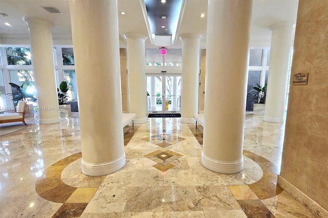 common area with ornamental molding