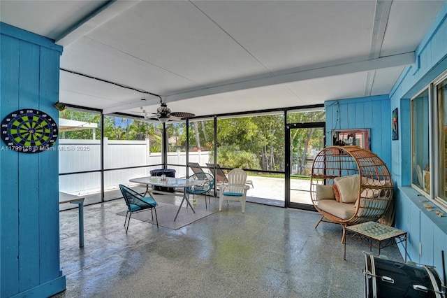 1155 Hayes St, Hollywood, FL 33019 - sunroom / solarium with healthy amount of natural light and ceiling fan