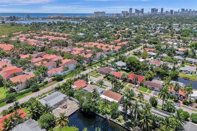 1155 Hayes St, Hollywood, FL 33019 - aerial view of property's location featuring a skyline view, a large body of water, and nearby suburban area