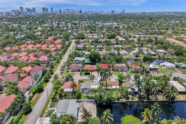 1155 Hayes St, Hollywood, FL 33019 - aerial overview of property's location with a skyline view, a nearby body of water, and nearby suburban area