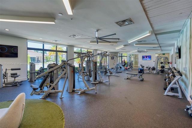 8301 NW 41st St Unit B-305, Doral, FL 33166 - exercise room with ceiling fan