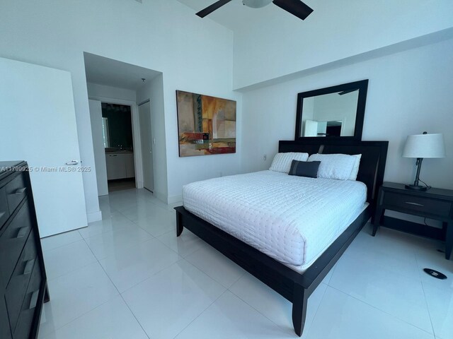 6515 Collins Ave Unit 1801, Miami Beach, FL 33141 - bedroom with a ceiling fan and light tile patterned floors