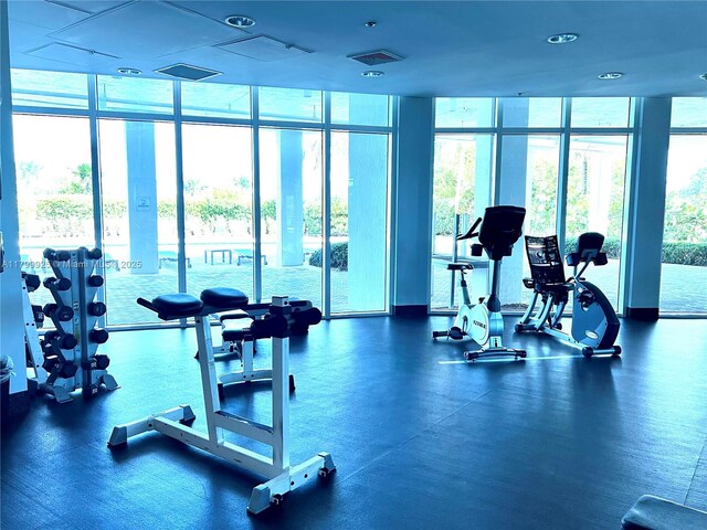 6515 Collins Ave Unit 1801, Miami Beach, FL 33141 - gym with expansive windows