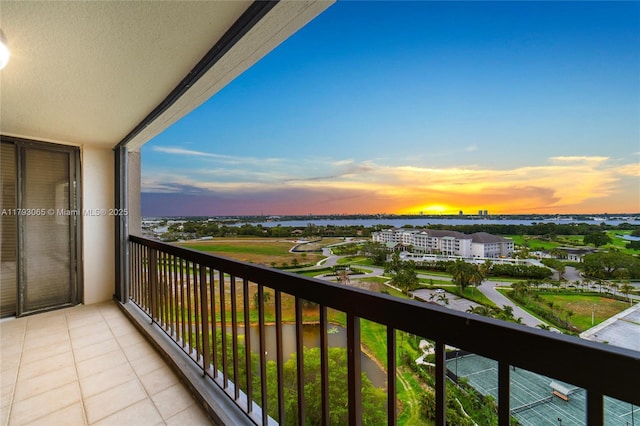 2450 Presidential Way Unit 1607, West Palm Beach, FL 33401 - balcony at dusk featuring a water view