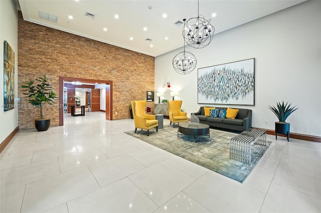 common area featuring a towering ceiling