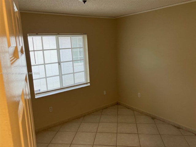 17691 SW 4th Ct, Pembroke Pines, FL 33029 - empty room featuring ornamental molding, a textured ceiling, light tile patterned flooring, and baseboards