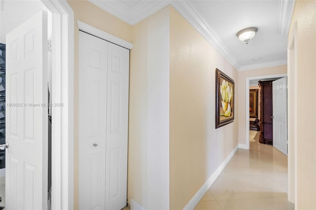 13111 NW 11th Ter, Miami, FL 33182 - hall with ornamental molding, baseboards, and light tile patterned flooring
